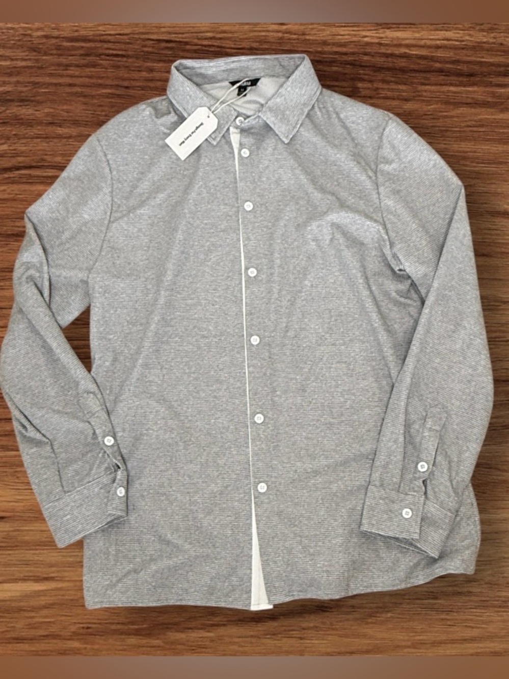Ouku Button‎ Front Shirt Medium
NWT Gray Textured Stretch Long Sleeve Casual